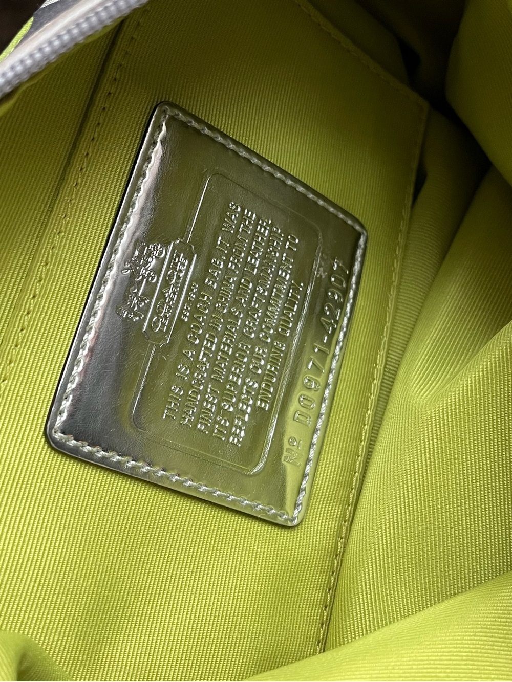 Coach Op Art Gray 🩶💚 Lime Signature Jacquard Mini Shoulder Bag Y2K, EUC - Picture 11 of 13
